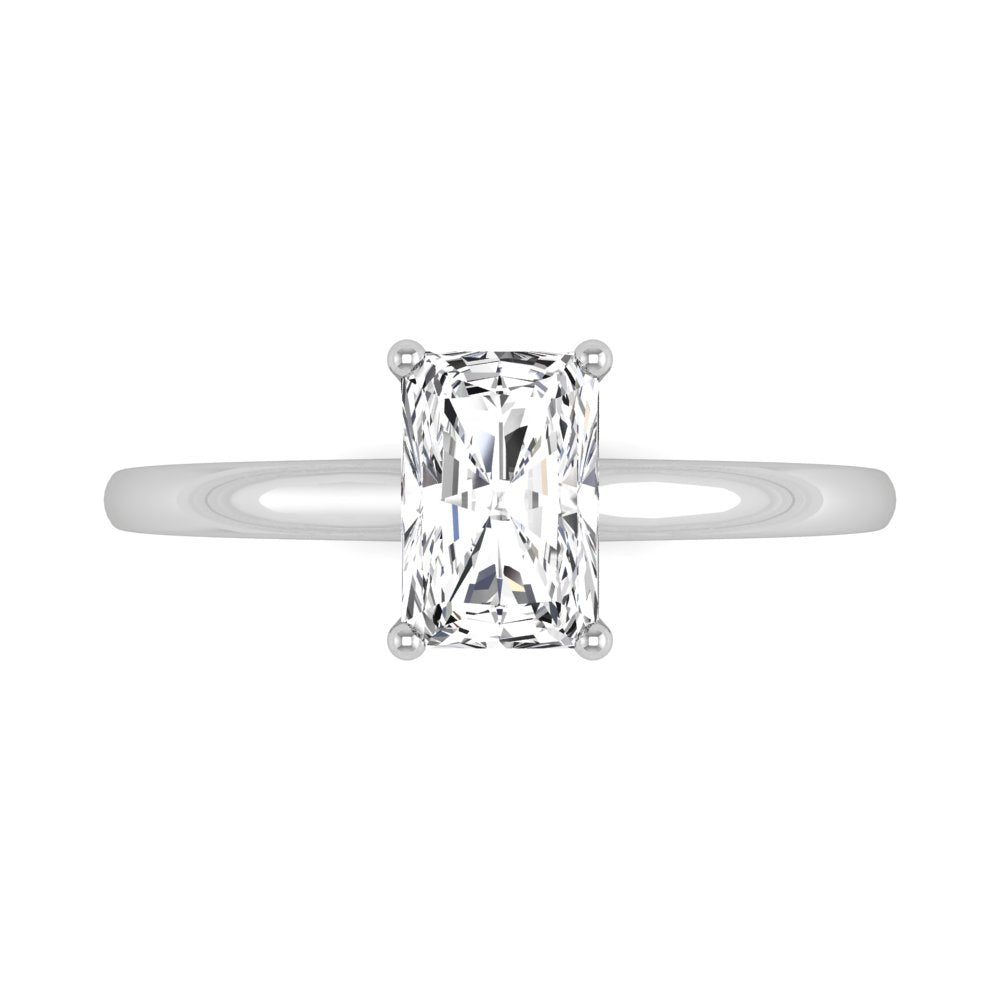 18K Solitaire Emerald-Cut Diamond Ring — TOP