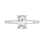 18K Solitaire Emerald-Cut Diamond Ring — TOP