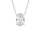 18K Solitaire Oval Diamond Pendant — FRONT