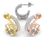 18K Crescent Moon and Stars Diamond Earrings — 3 COLOR