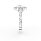 18K Halo Round Solitaire Diamond Ring — SIDE