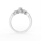 18K Floral Baguette Diamond Ring — FRONT