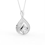 18K Bespoke Princess Diamond Pendant — 3D VIEW