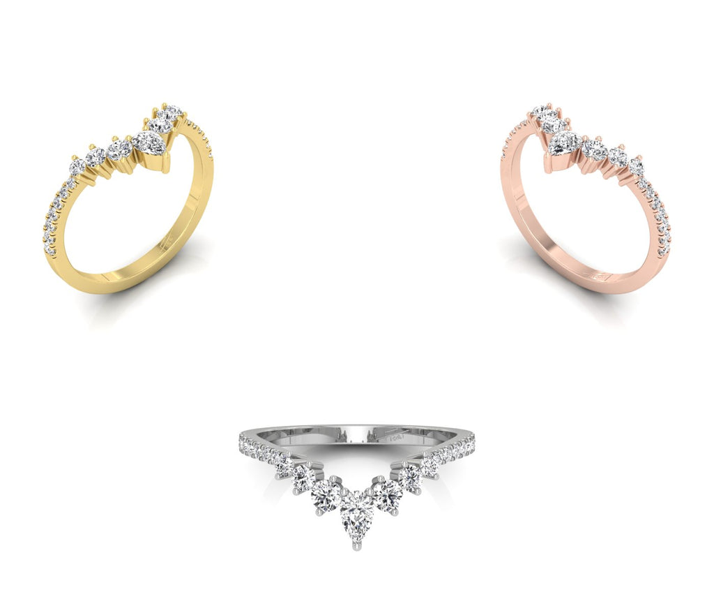 18K Bespoke Diamond Engagement Band Ring — 3 COLOR