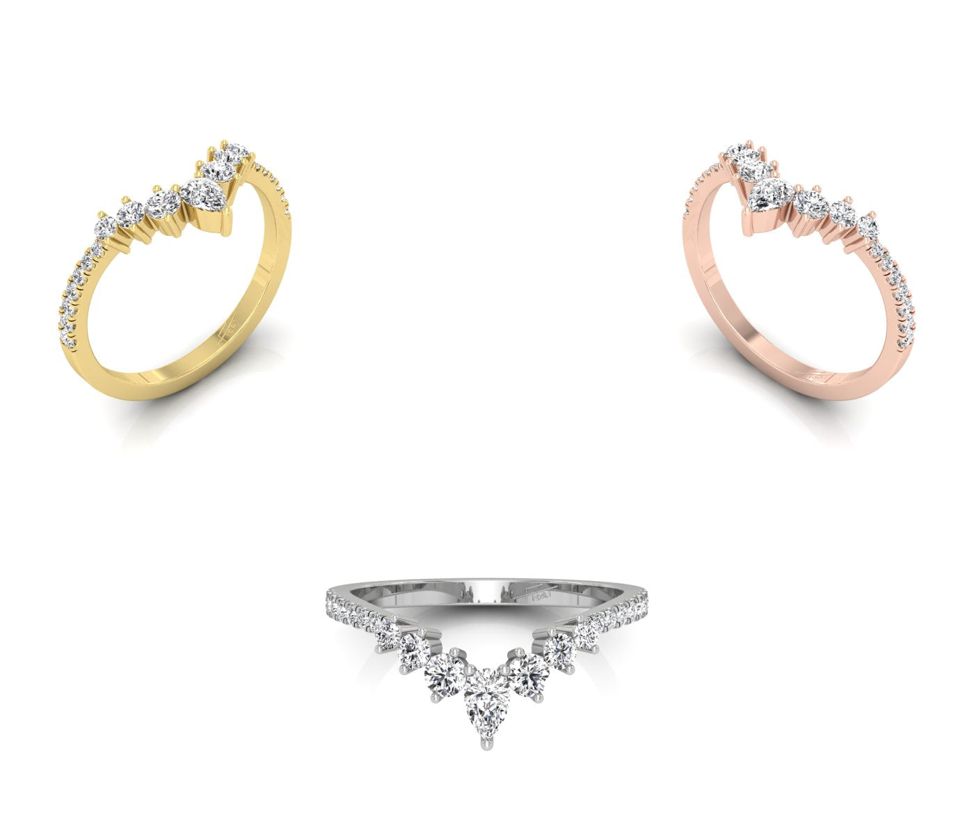 18K Bespoke Diamond Engagement Band Ring — 3 COLOR
