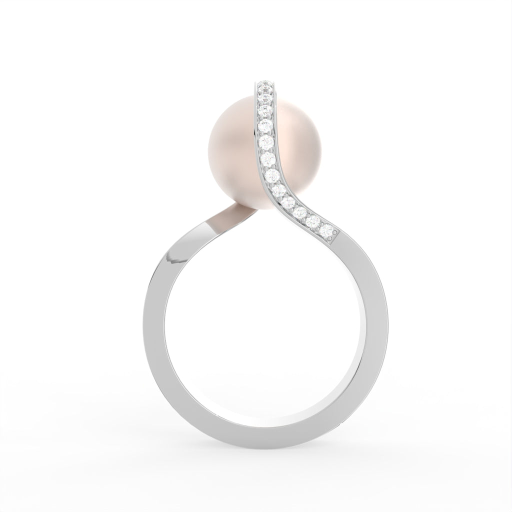 Sterling Silver Diamond Ring — FRONT/BACK
