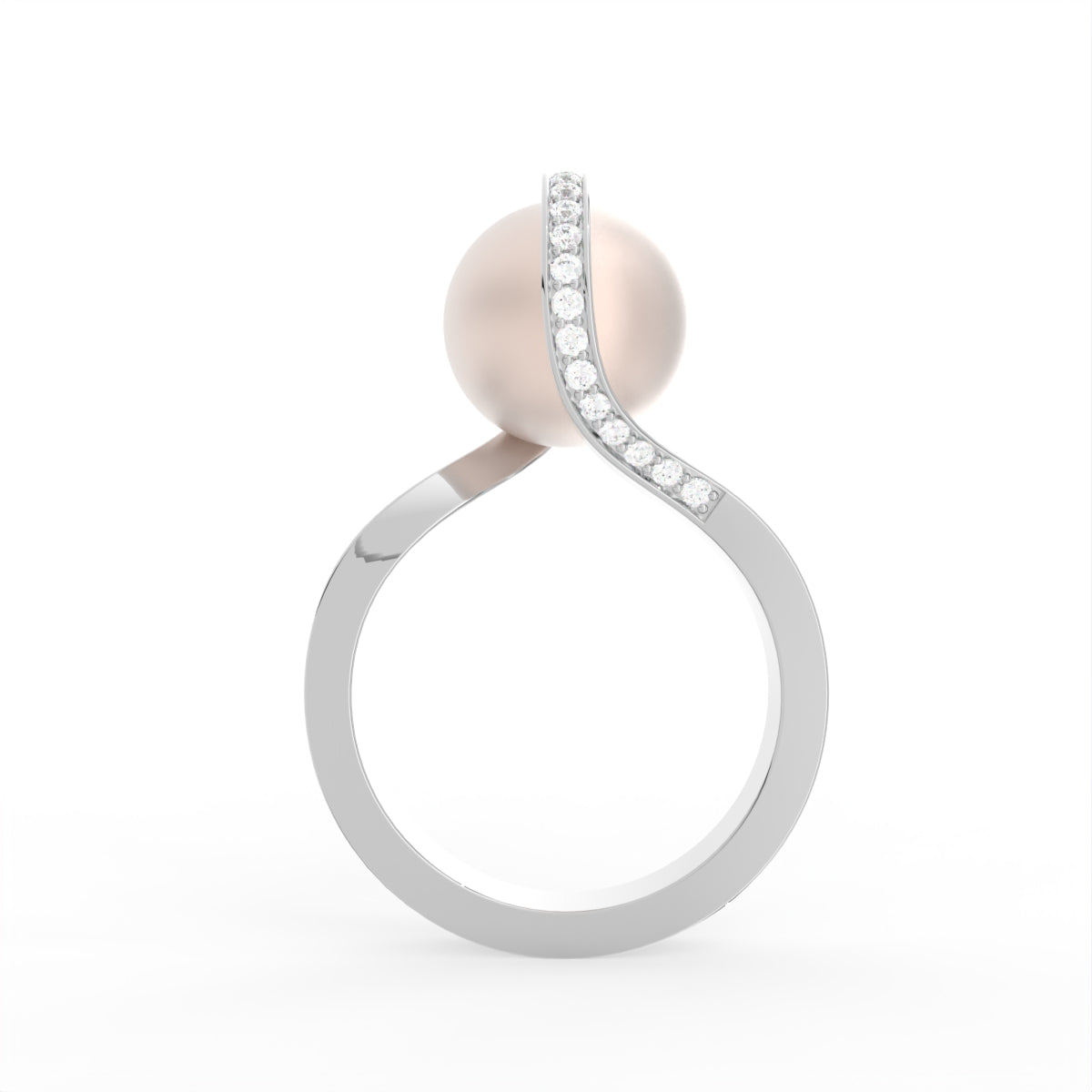 Sterling Silver Diamond Ring — FRONT/BACK