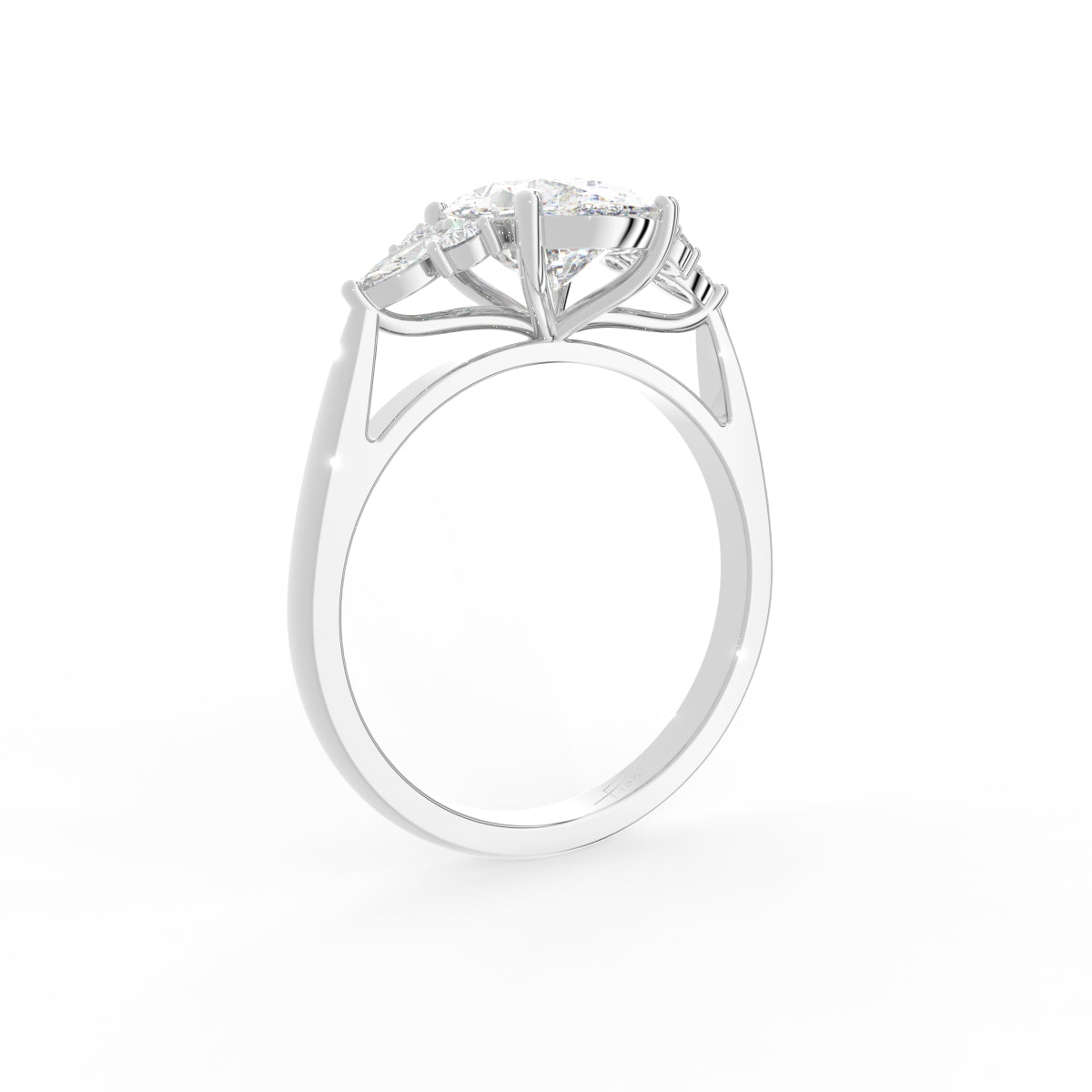 vimg:FJ6837|vimg:FJ6778|18K White Gold Solitaire Oval Diamond Engagement Ring — 3D VIEW