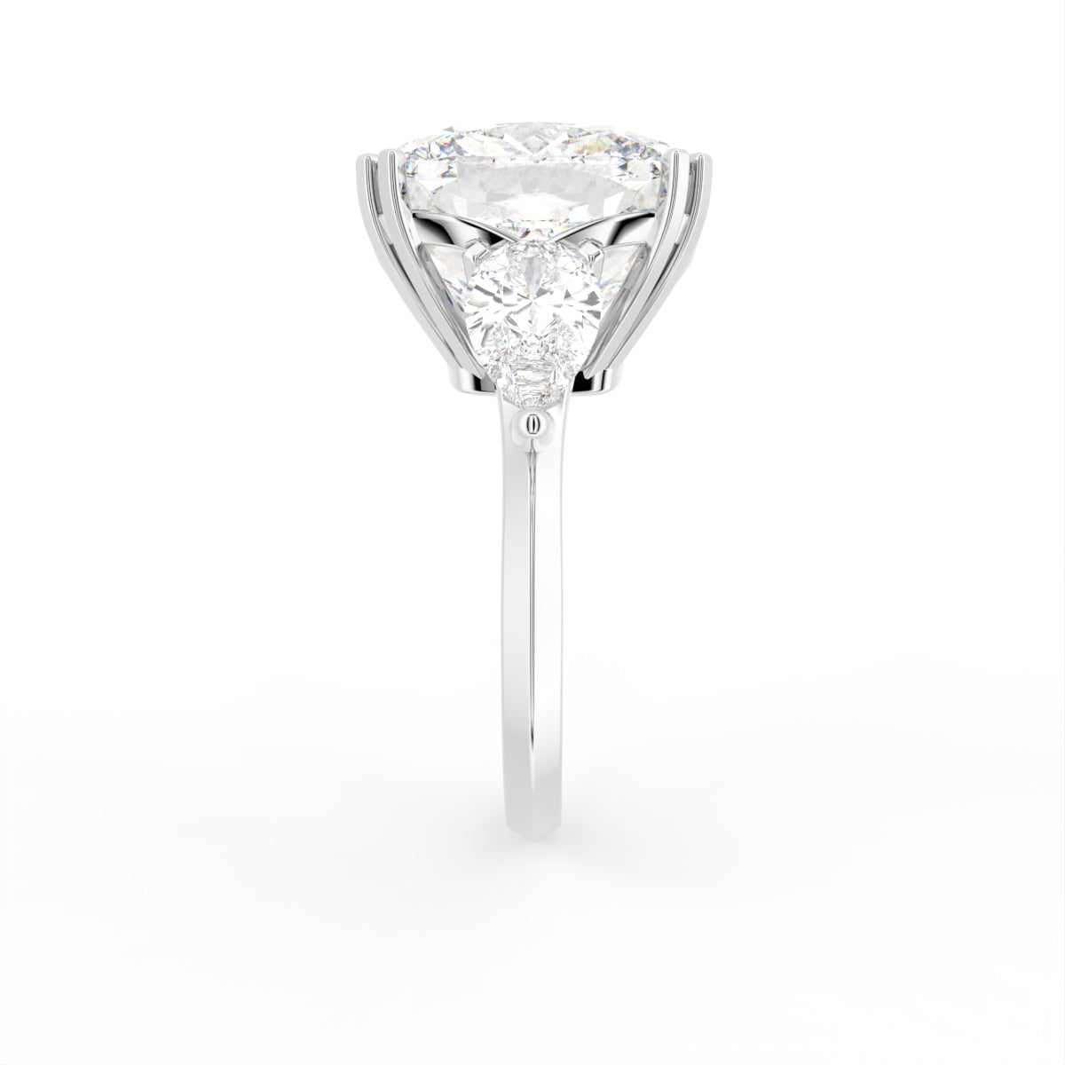 18K Solitaire Cushion Diamond Ring — SIDE