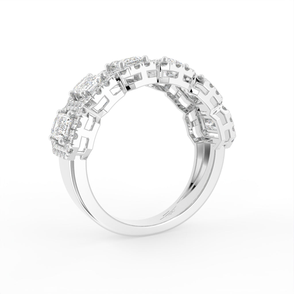 18K Emerald Cut Eternity Diamond Ring — 3D VIEW