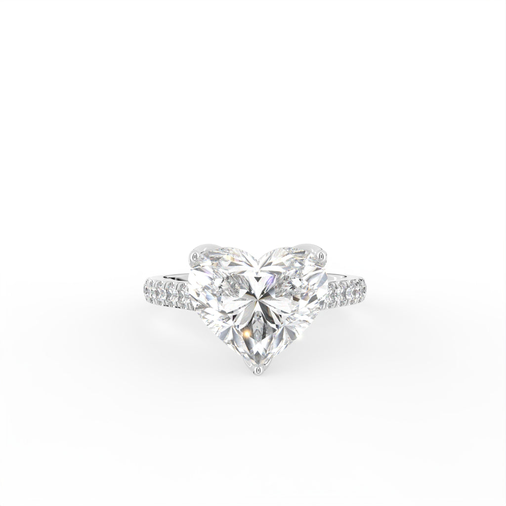 18K Solitaire Heart Diamond Engagement Ring — TOP