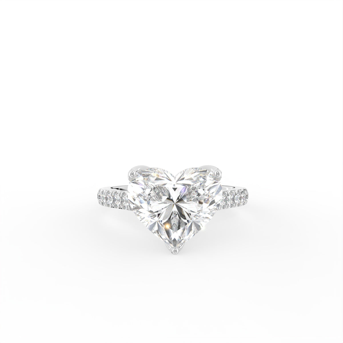 18K Solitaire Heart Diamond Engagement Ring — TOP