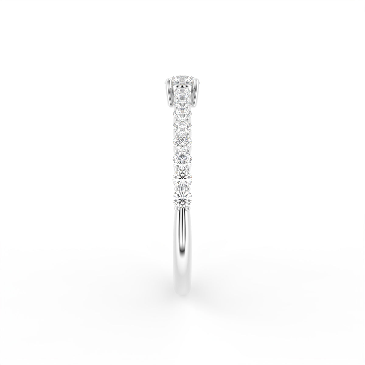 18K Yellow Gold Shoulder Set Diamond Promise Ring — SIDE