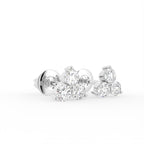 18K Cluster Round Diamond Earrings — 3D VIEW