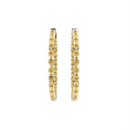 14K Yellow Gold Round Diamond Hoop Earrings — BACK