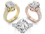 18K Shoulder Set Oval Diamond Ring — 3 COLOR