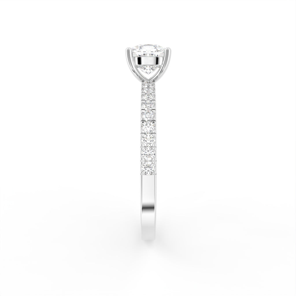 18K Solitaire Round Diamond Engagement Ring — SIDE