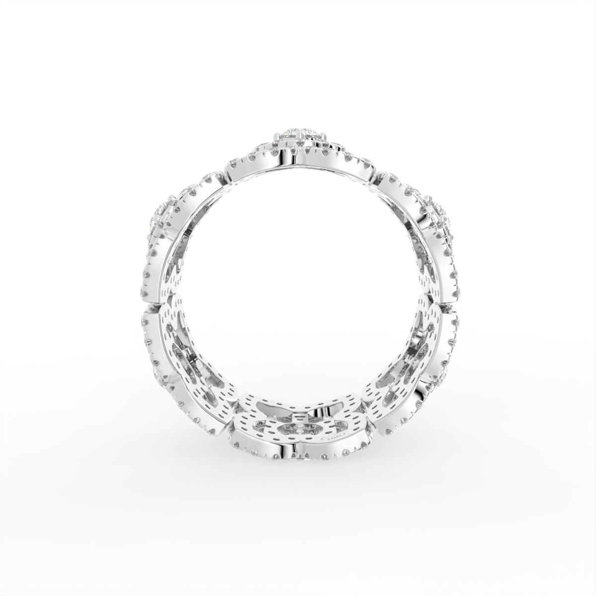 18K Floral Pave Diamond Ring — FRONT