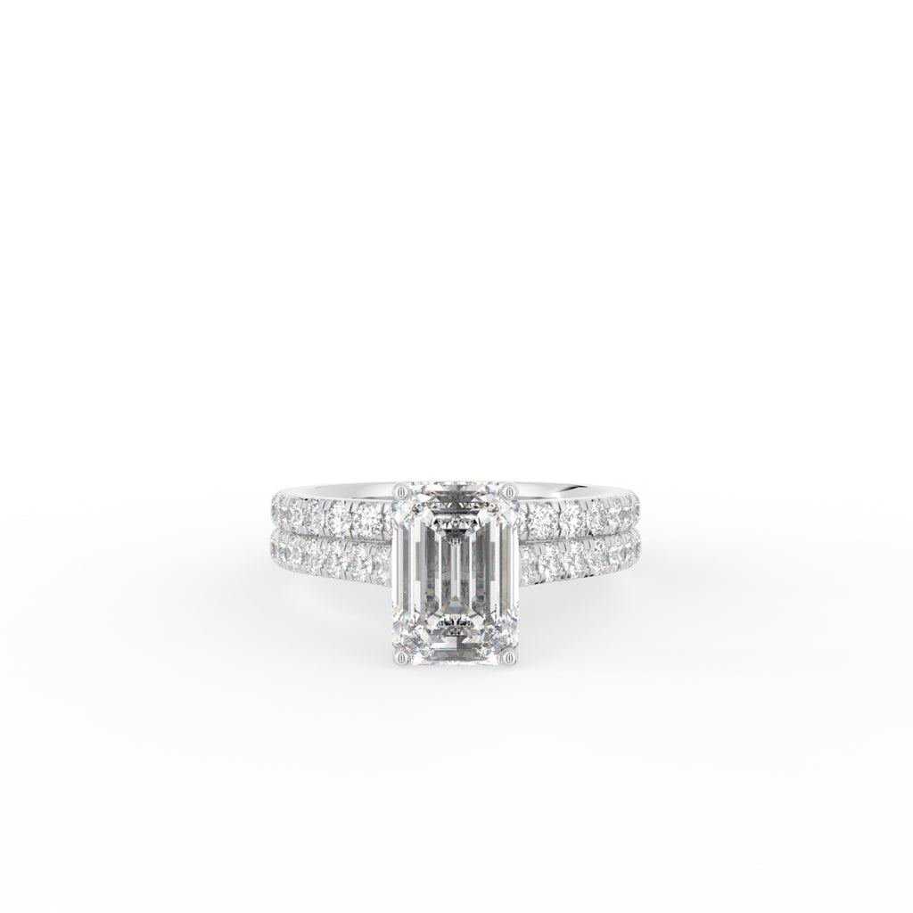 18K Solitaire Emerald Cut Diamond Engagement Ring — TOP
