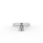 18K Solitaire Emerald Cut Diamond Engagement Ring — TOP