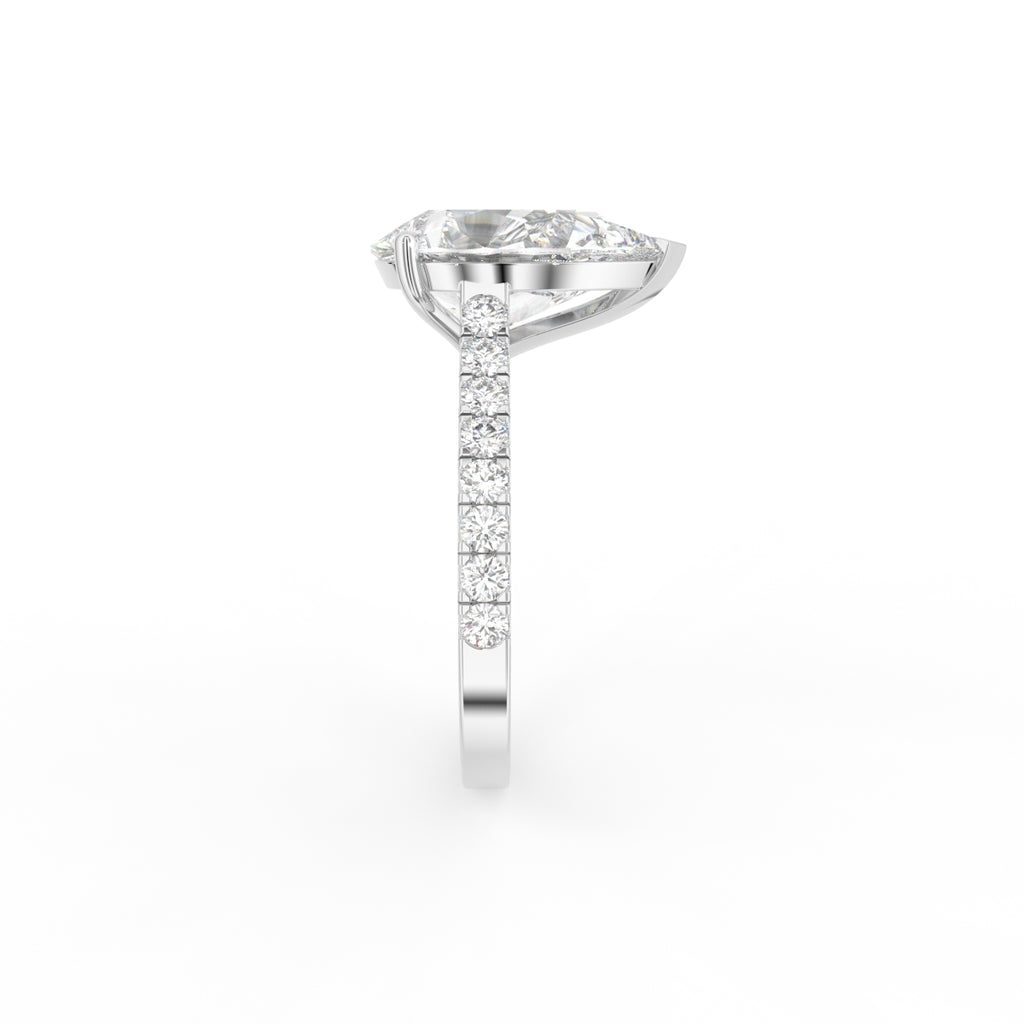 18K Solitaire Pear Diamond Engagement Ring — SIDE