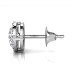 18K Round Halo Diamond Earrings — SIDE VIEW