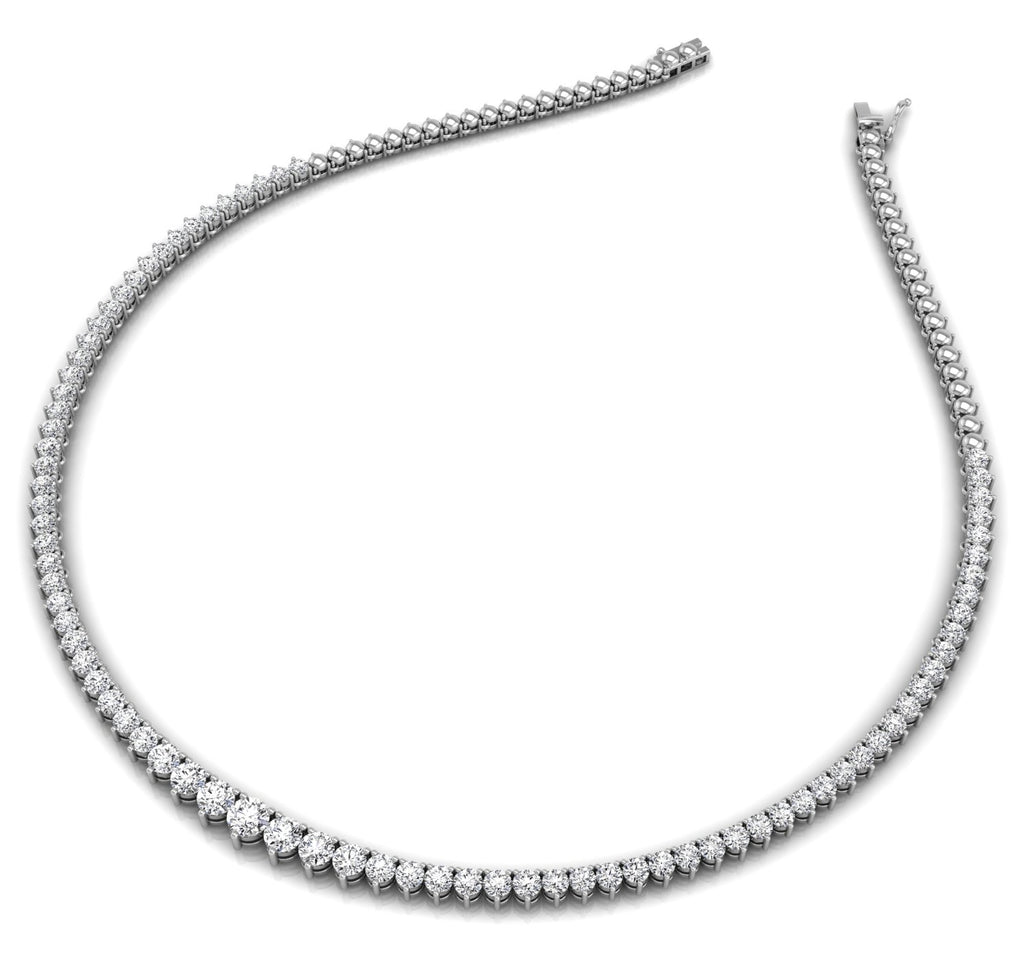 18K Classic Tennis Diamond Necklace — 3D VIEW
