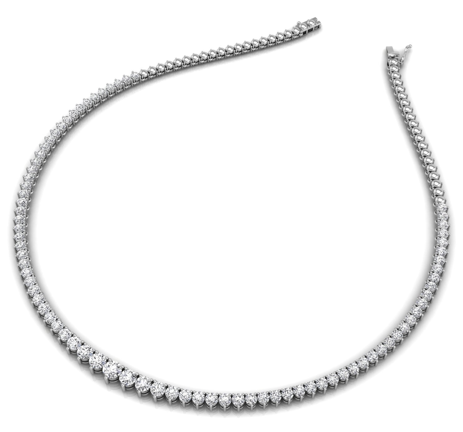 18K Classic Tennis Diamond Necklace — 3D VIEW