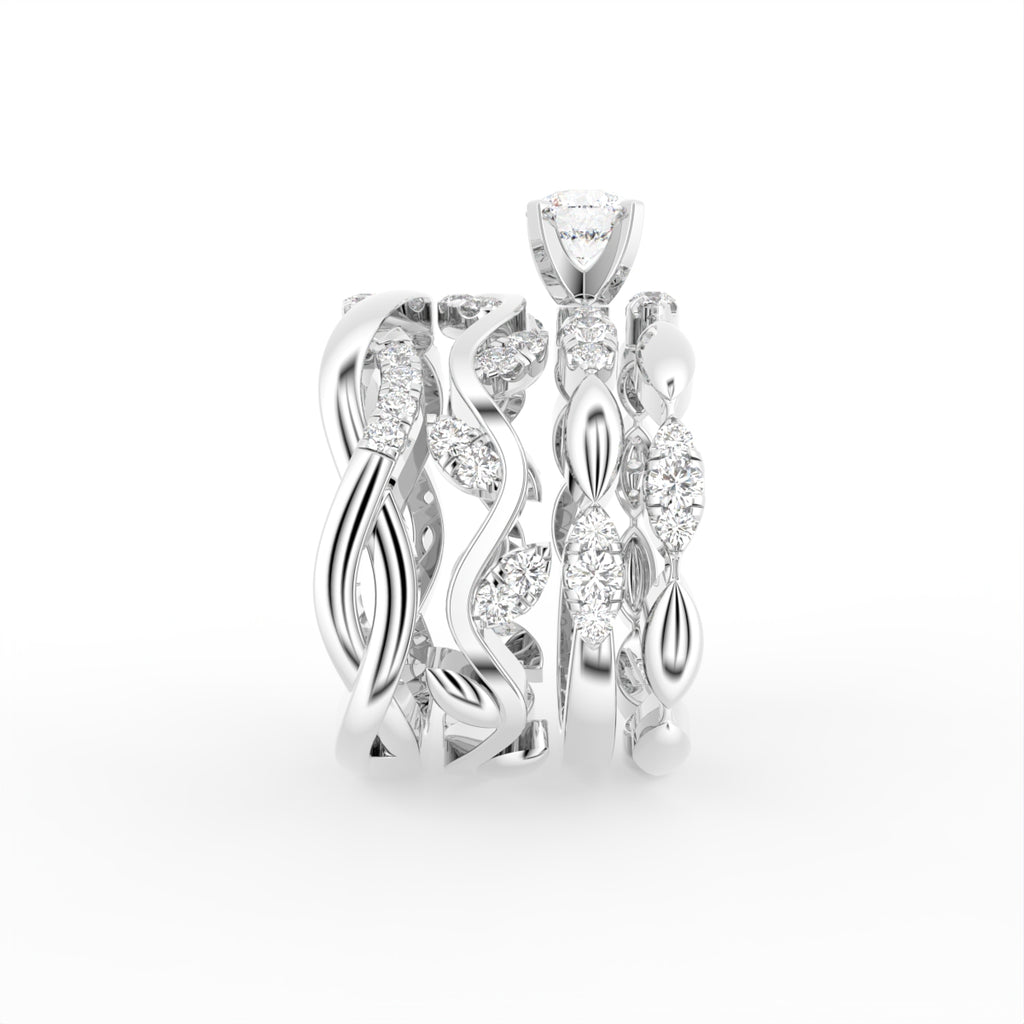 18K Bespoke Round Diamond Multi-Row Ring — SIDE