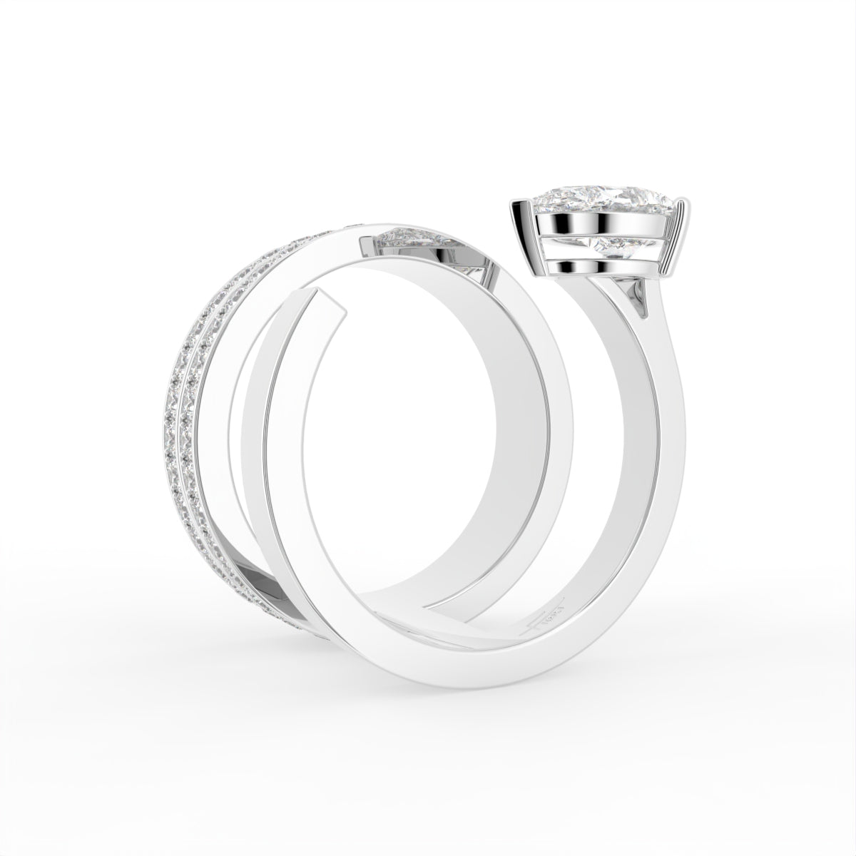 18K Pear Diamond Open Ring — 3D VIEW