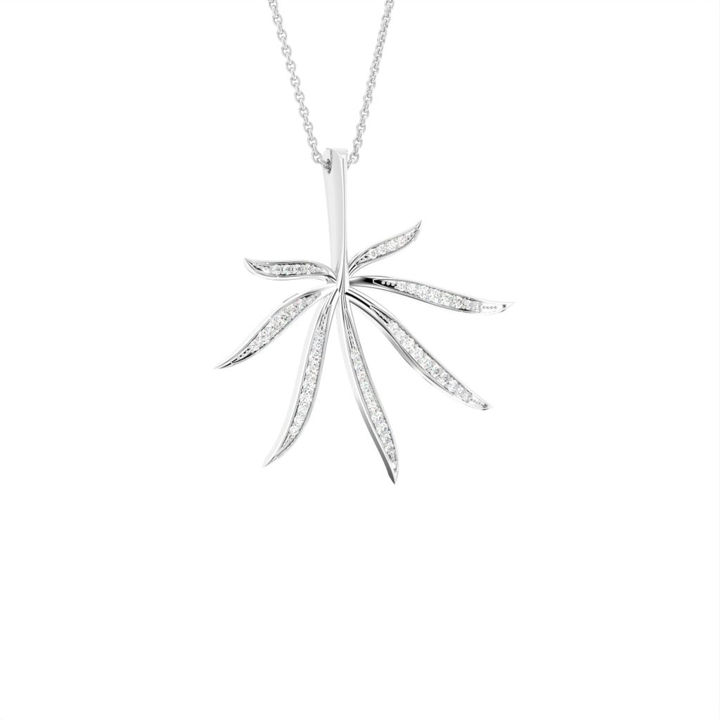 14K White Gold Round Diamond Pendant — 3D VIEW