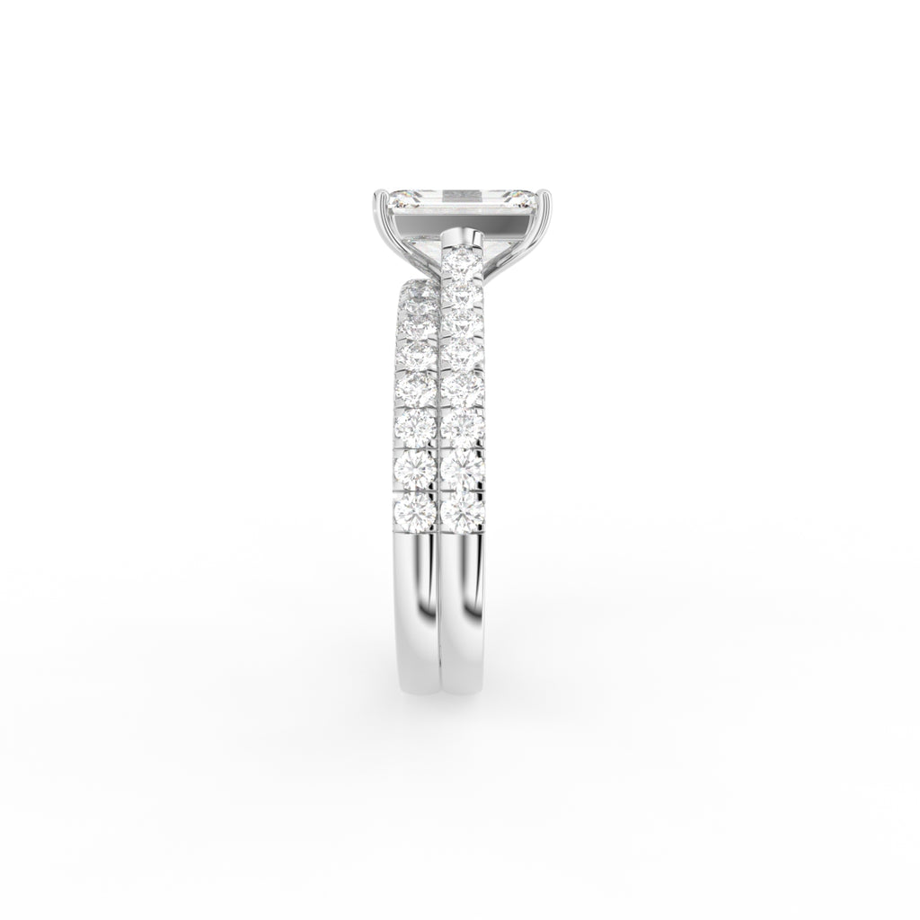 18K Solitaire Emerald Cut Diamond Engagement Ring — SIDE