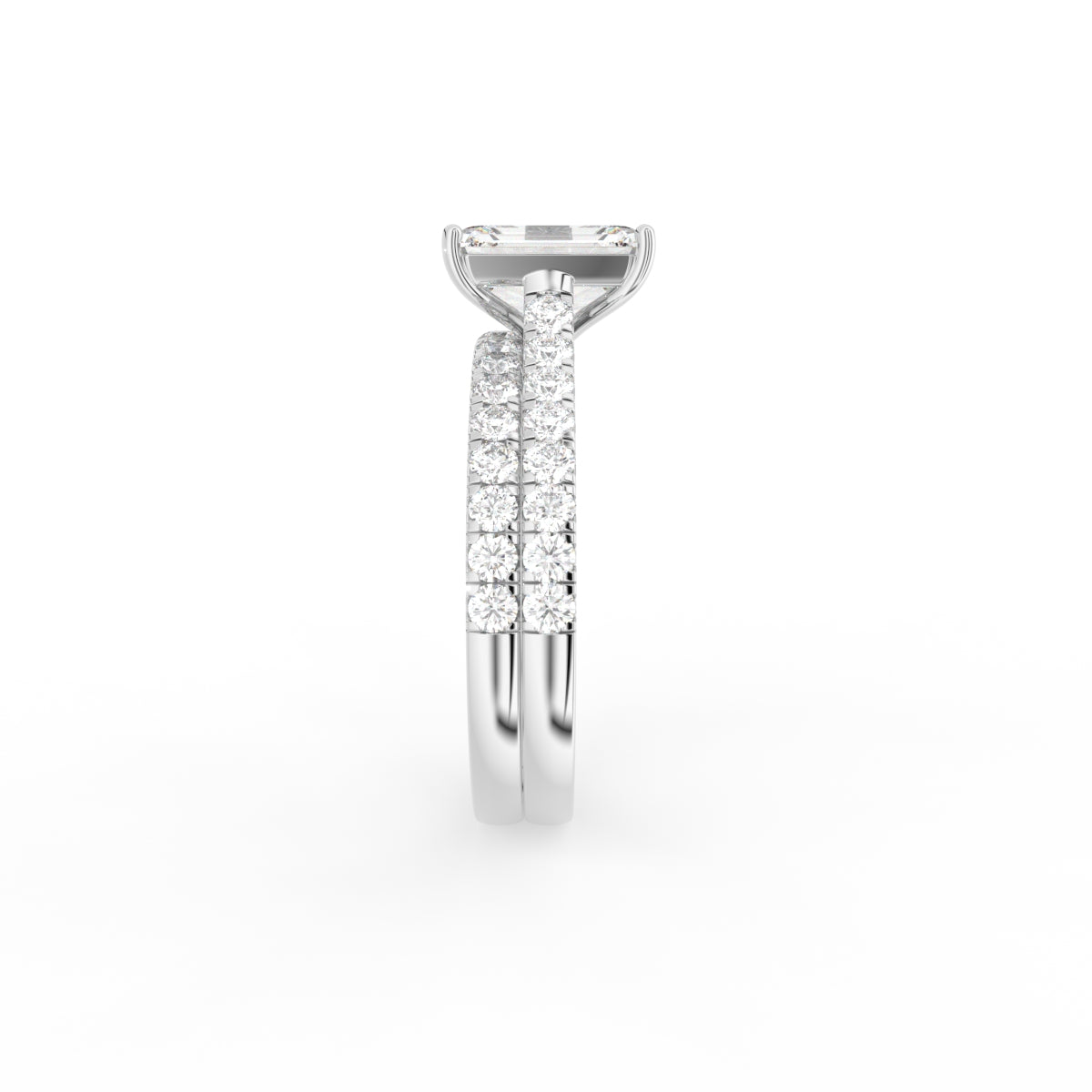 18K Solitaire Emerald Cut Diamond Engagement Ring — SIDE