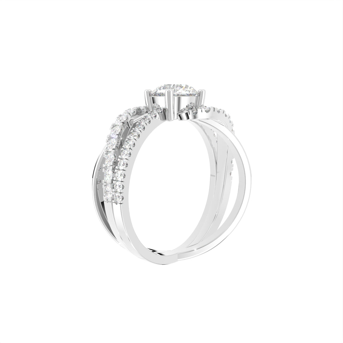18K Bespoke Round Diamond Ring — 3D VIEW