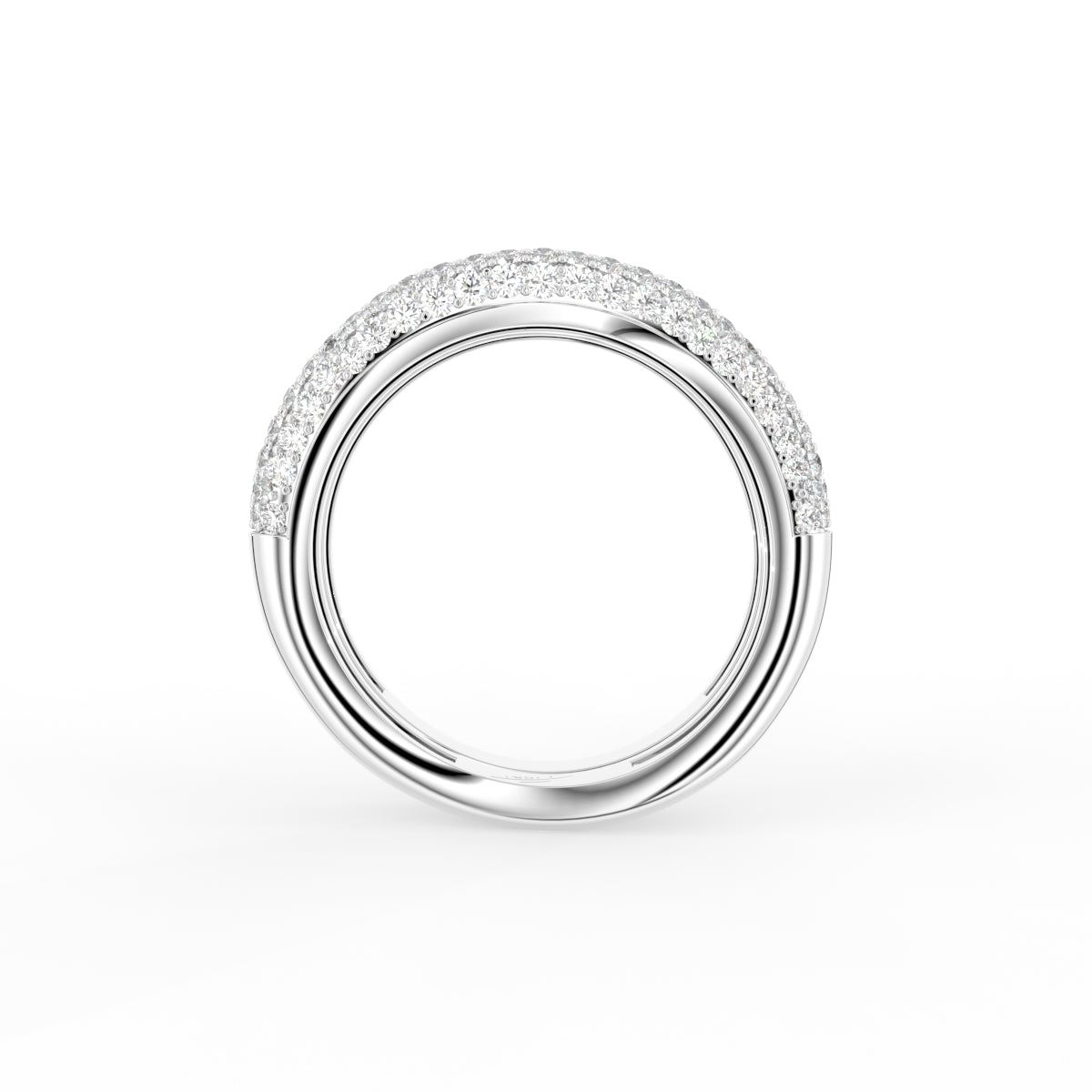 18K Yellow Gold Round Diamond Band Ring — FRONT