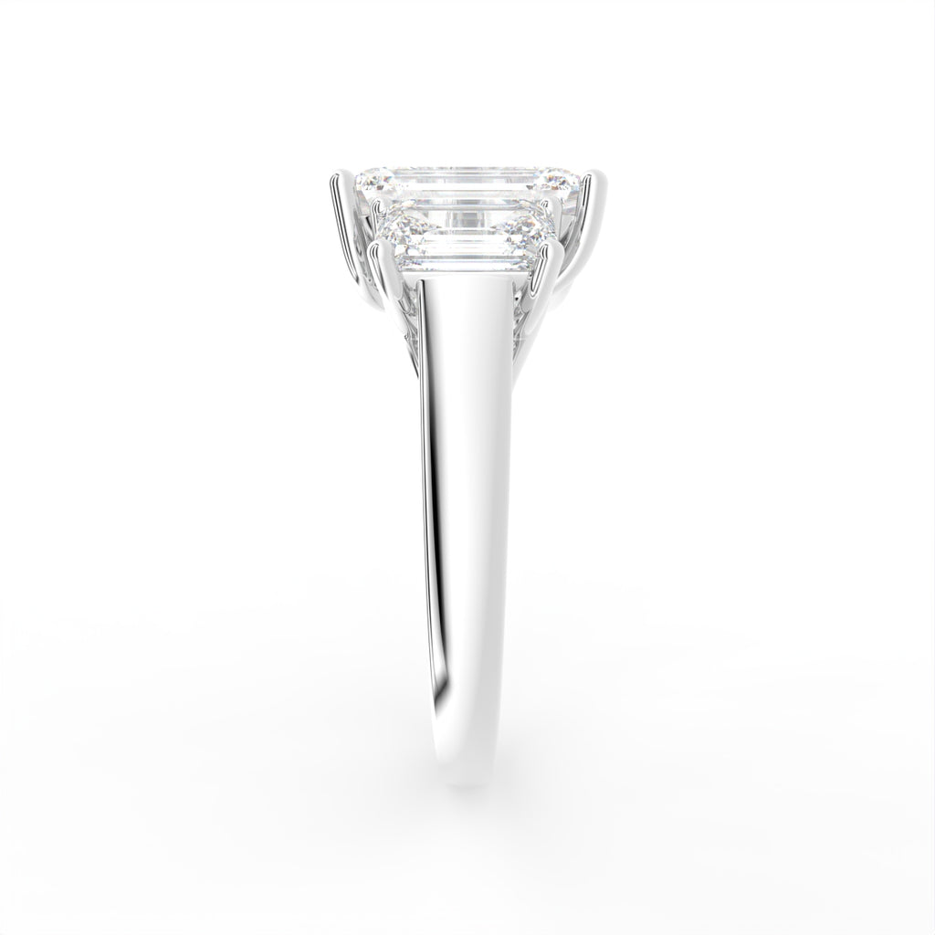 18K Trilogy Diamond Engagement Ring — SIDE