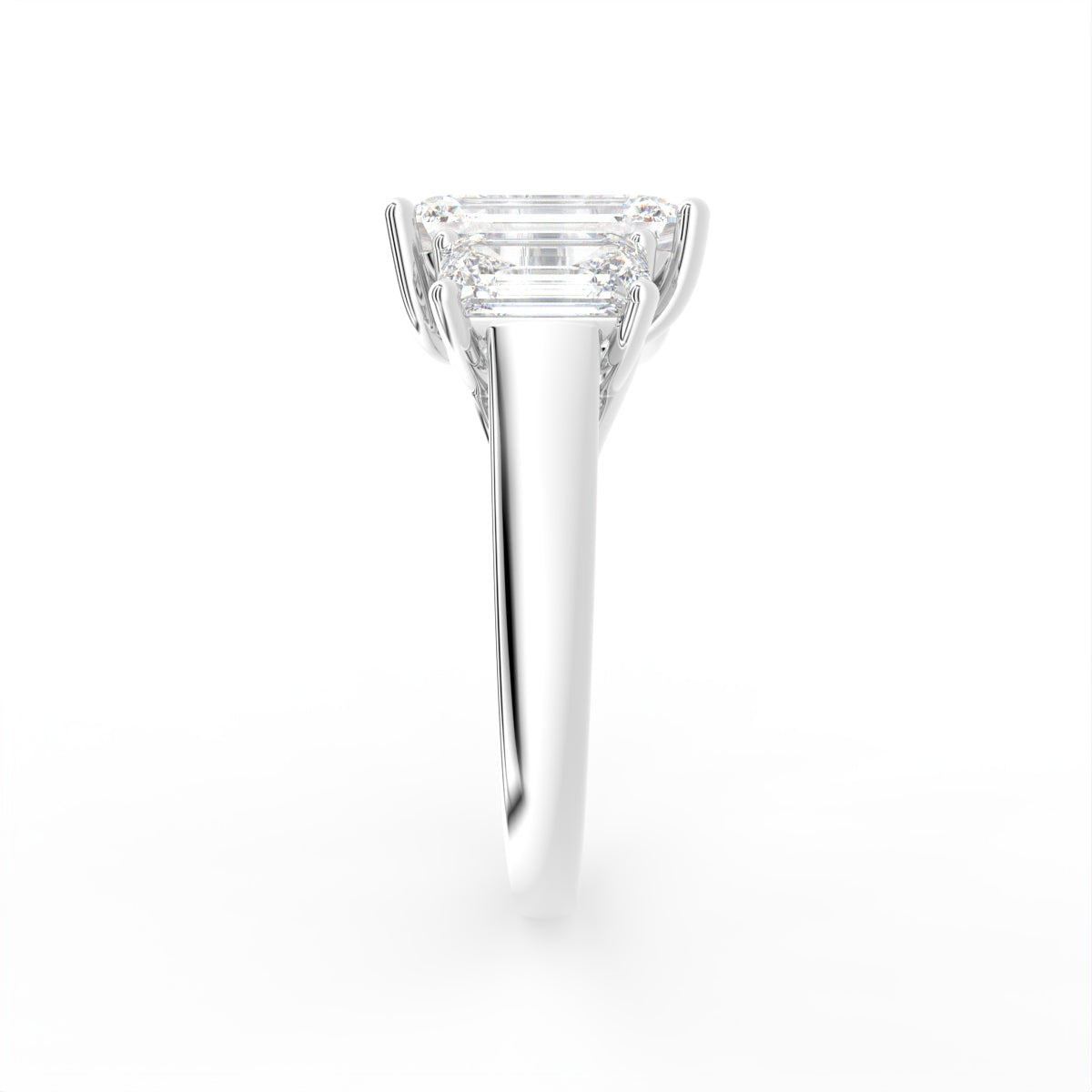 18K Trilogy Diamond Engagement Ring — SIDE