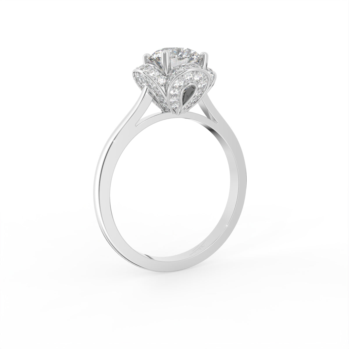 18K Halo Diamond Ring — 3D VIEW