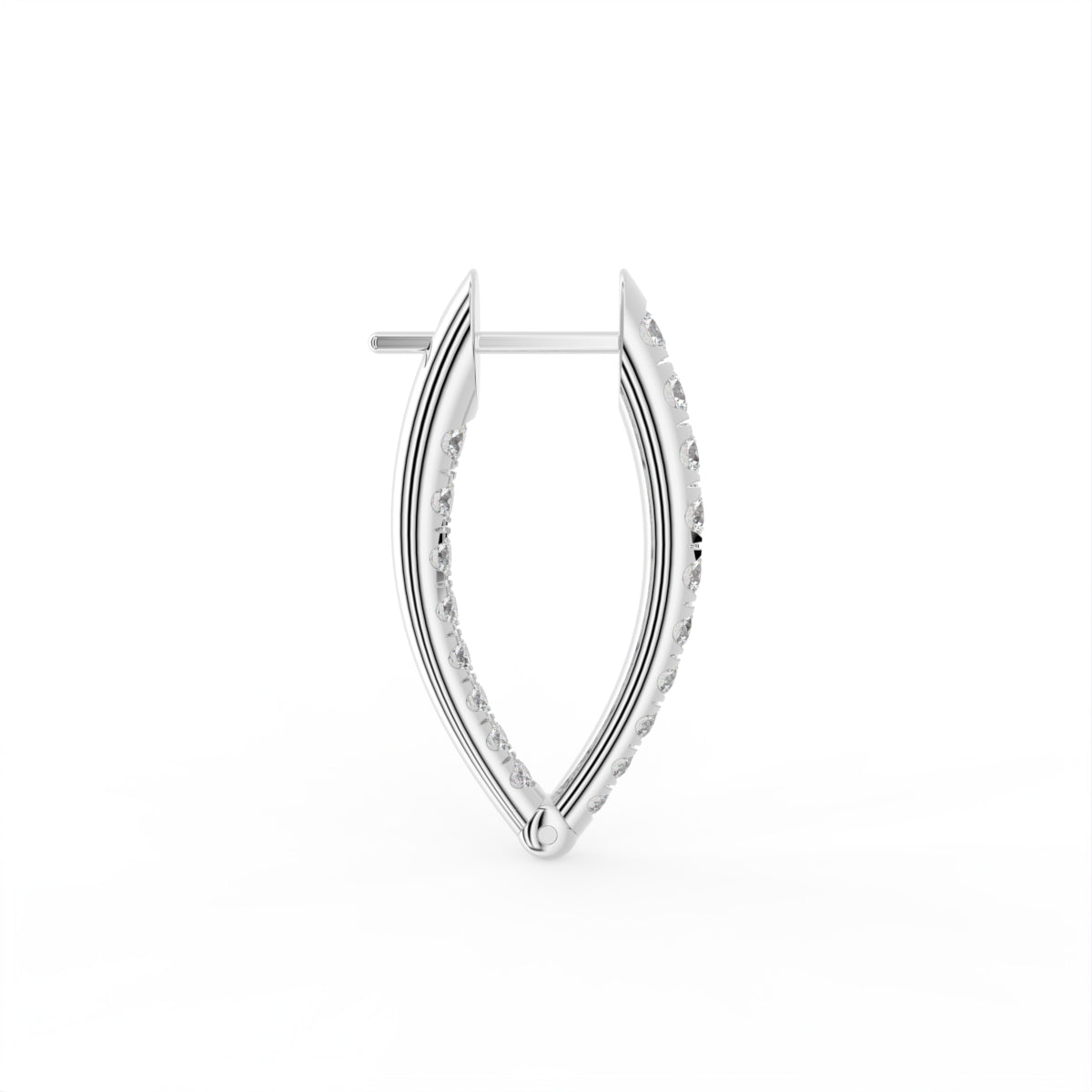 18K Pave Diamond Hoop Earrings — SIDE VIEW