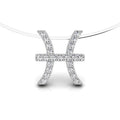 18K White Gold Zodiac Round Diamond Pendant — FRONT