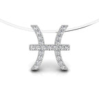 18K White Gold Zodiac Round Diamond Pendant — FRONT