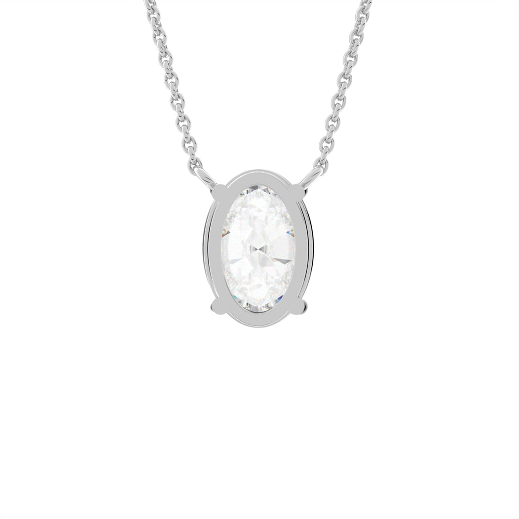 18K Solitaire Oval Diamond Pendant — BACK