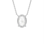 18K Solitaire Oval Diamond Pendant — BACK