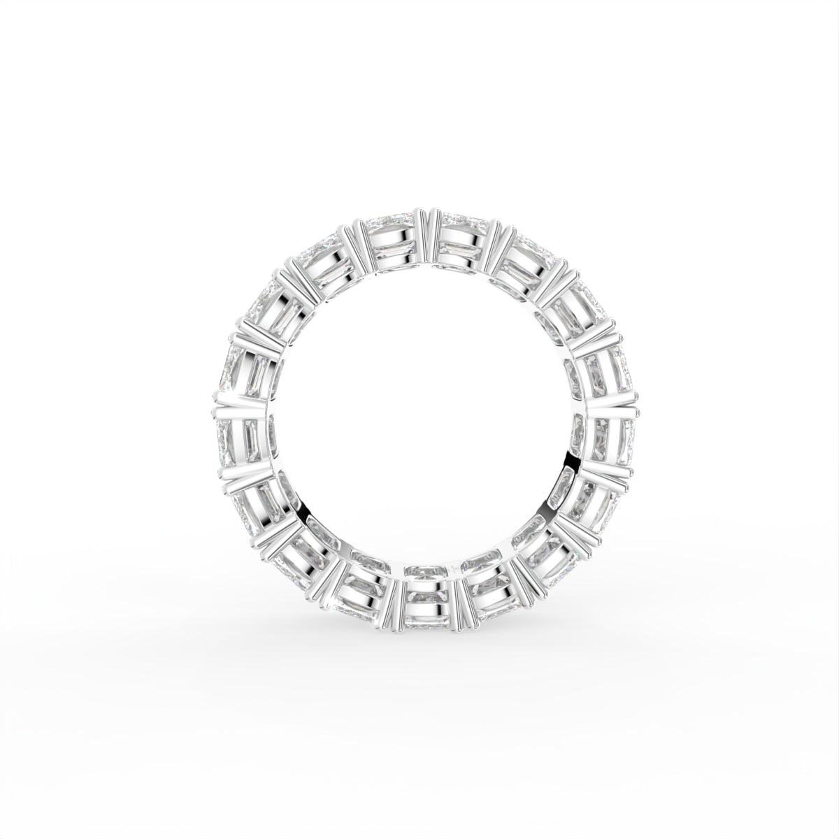 vimg:FJ5127|vimg:FJ5223|14K White Gold Full Eternity Emerald Diamond Ring — FRONT