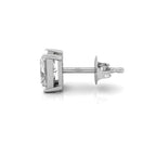 18K Solitaire Emerald Cut Diamond Stud Earrings — SIDE VIEW