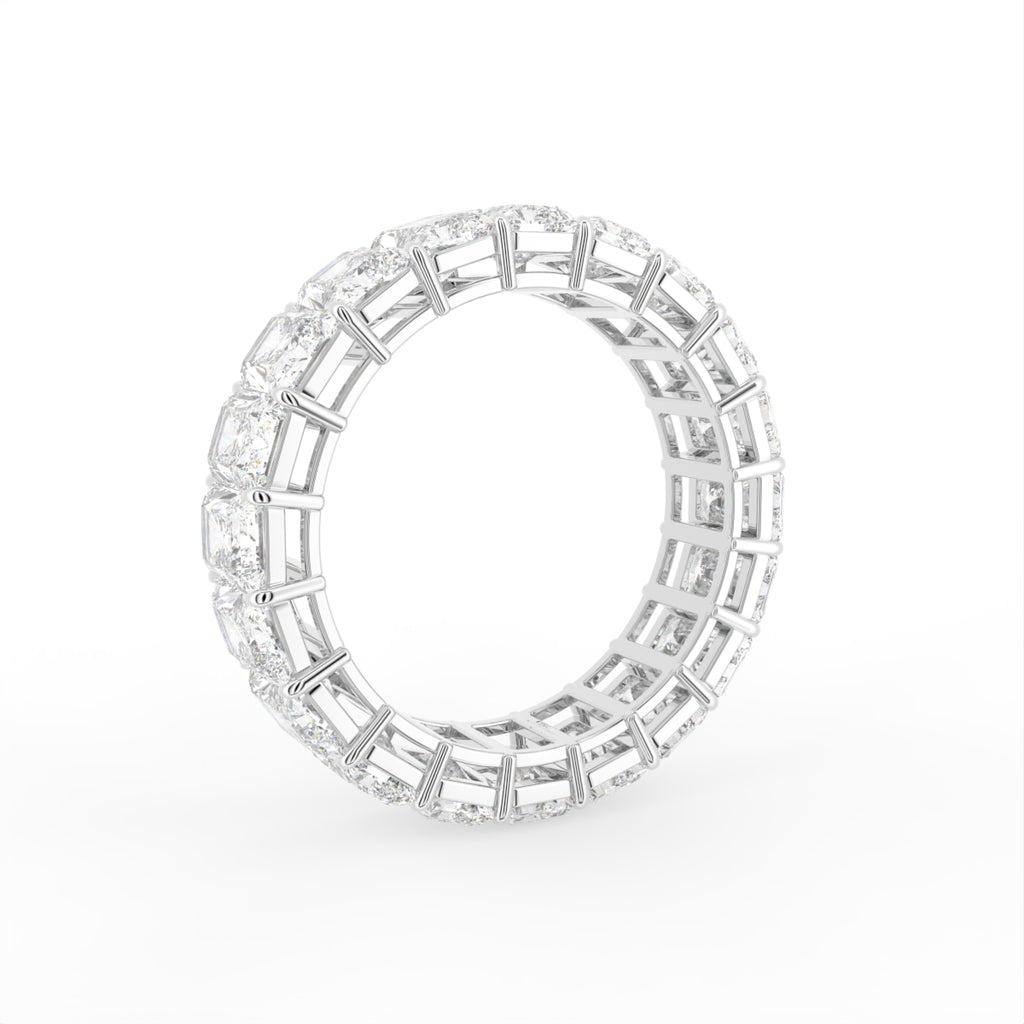 18K White Gold Radiant Diamond Eternity Ring — 3D VIEW