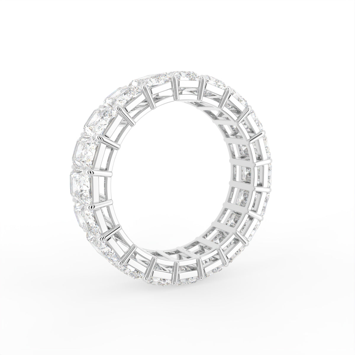 18K White Gold Radiant Diamond Eternity Ring — 3D VIEW