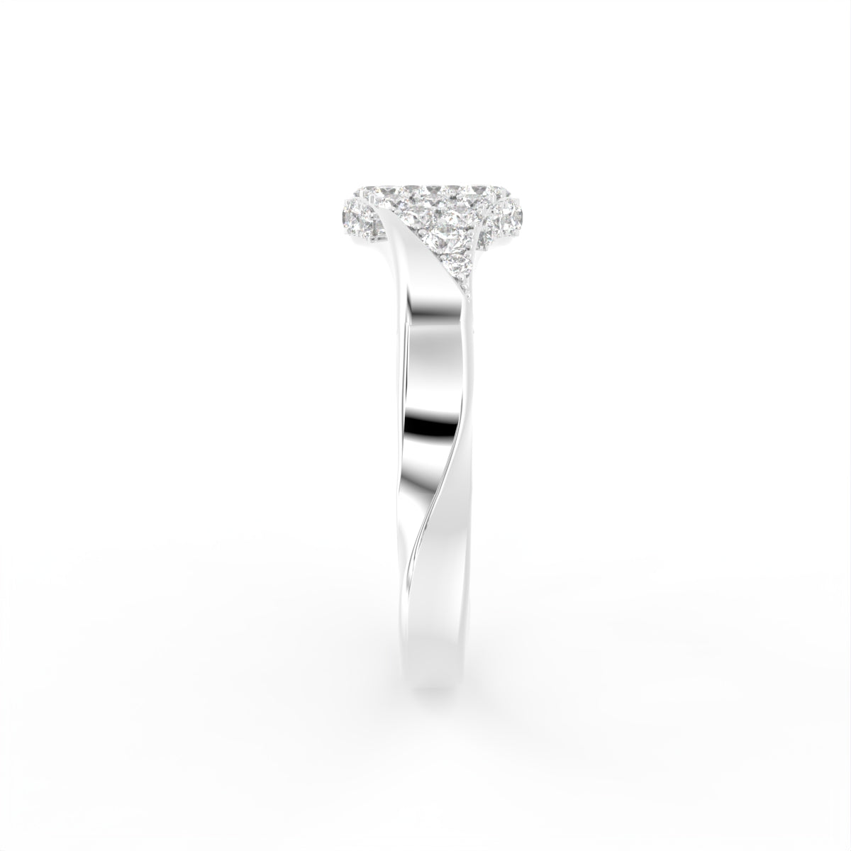 18K Bespoke Baguette Diamond Pave Ring — SIDE