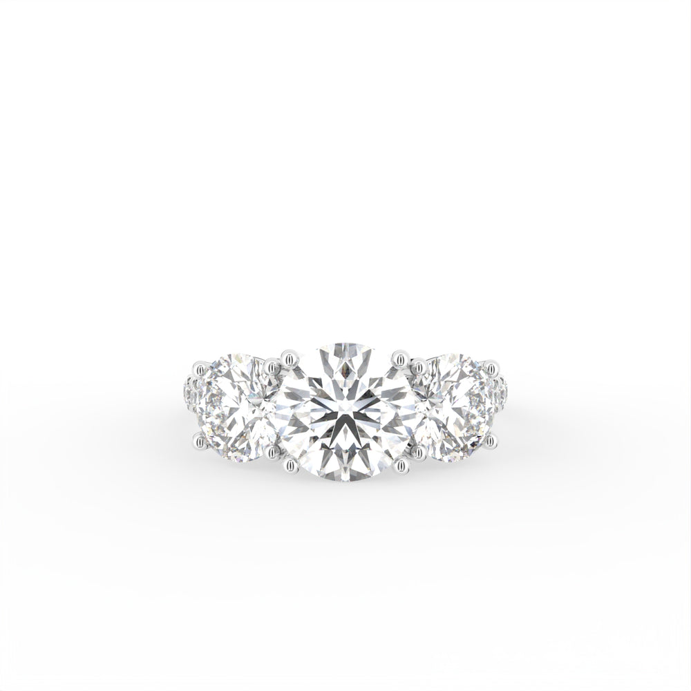 18K Trilogy Round Diamond Engagement Ring