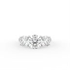 18K Trilogy Round Diamond Engagement Ring — TOP